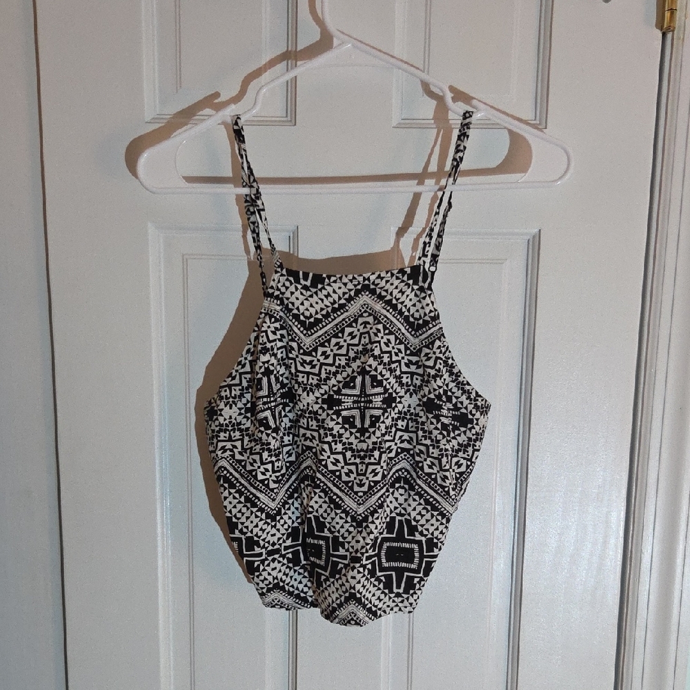 Express Black and White Geometric Camisole Tank